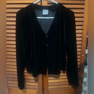 Rabbit Rabbit Rabbit Designs Velvet Black Button Up Blouse